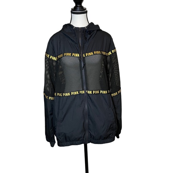 PINK Victoria's‎ Secret Windbreaker Jacket Mesh Athleisure Lightweight Medium - Picture 1 of 11